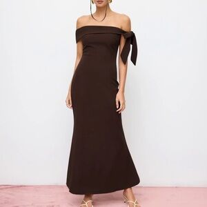 Cider Strapless Chocolate Dress with Bow